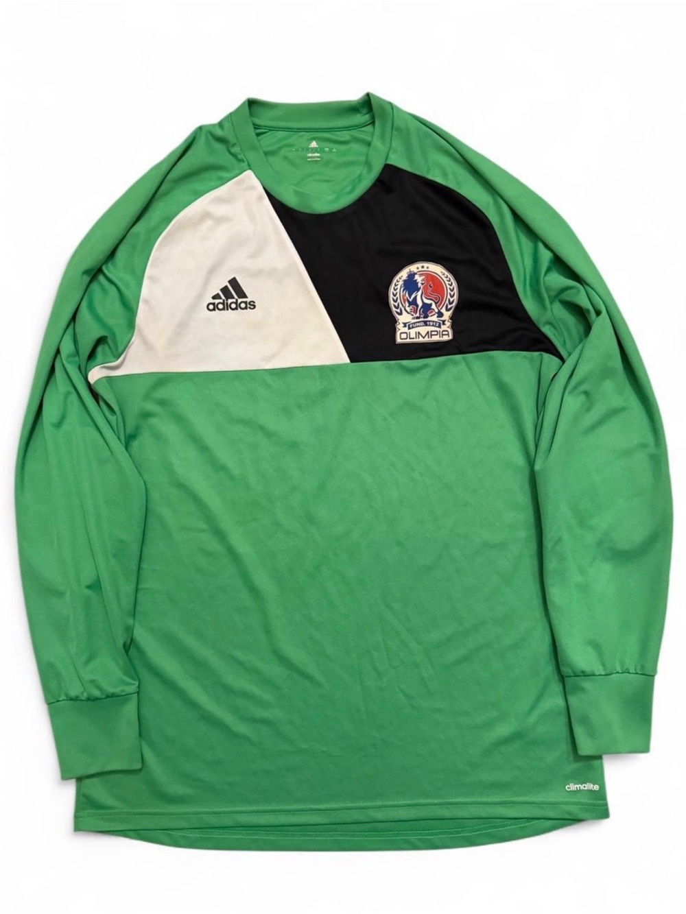 Adidas Green Long-Sleeve Soccer Jersey with Black & Cream Panels